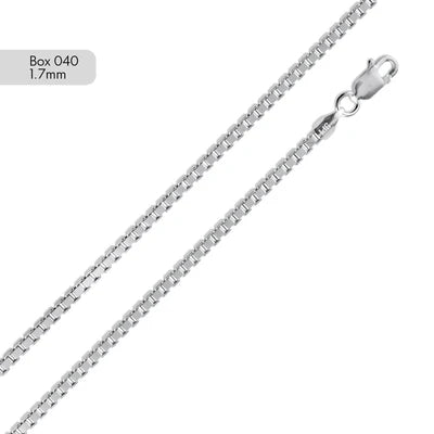925 Sterling Silver Box 040 Chain 1.7mm
