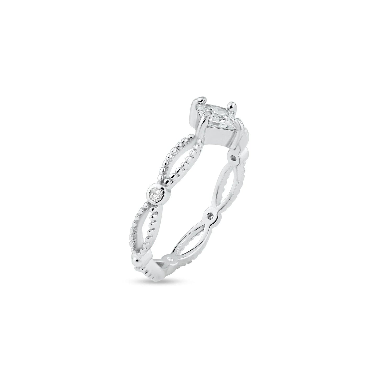 925 Sterling Silver Rhodium Plated Marquise Clear CZ Ring