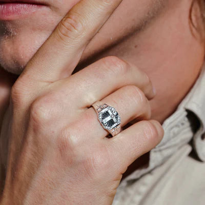 925 Sterling Silver Rhodium Plated Cross CZ Ring