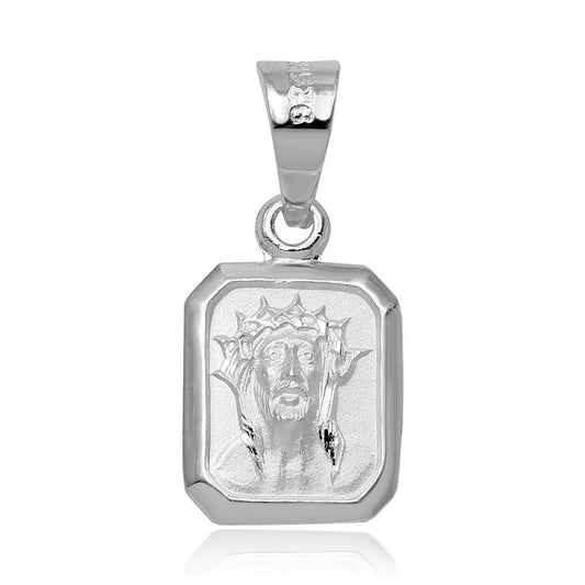 925 Sterling Silver High Polished Jesus Face Charm Pendant
