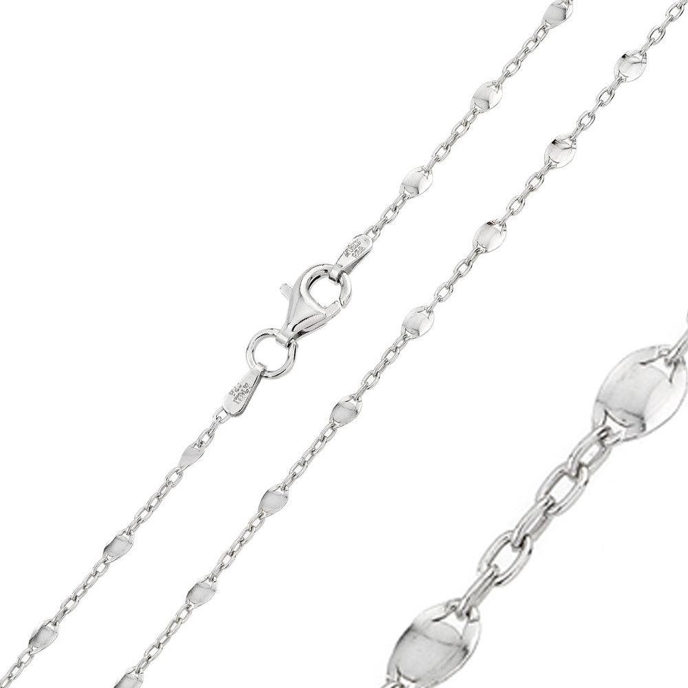 925 Sterling Silver Rhodium Plated Twisted Disc Link 030 Chains