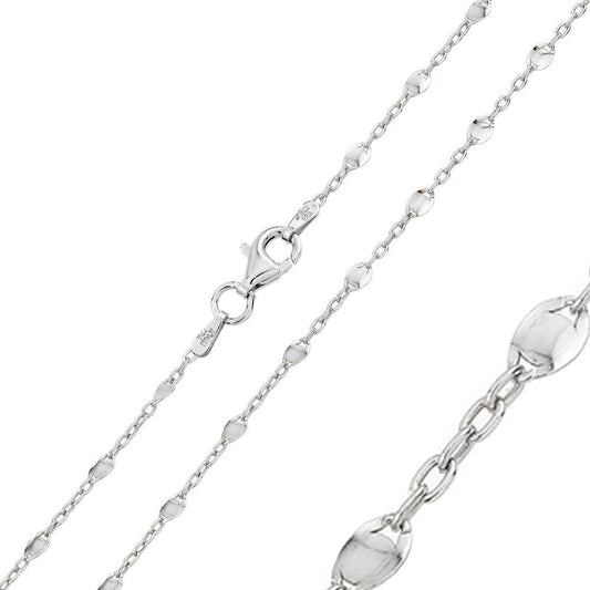 925 Sterling Silver Rhodium Plated Twisted Disc Link 030 Chains