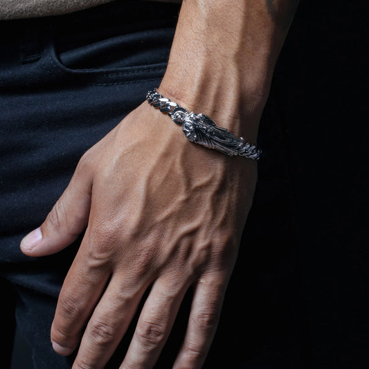 925 Sterling Silver Rhodium Plated St Jude Cuban 8.8mm Cuban Bracelet
