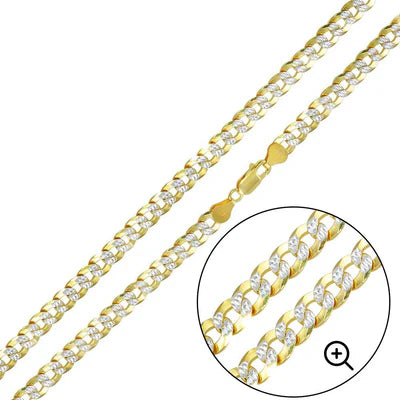 925 Sterling Silver Gold Plated  DC Curb Chain 6.5mm
