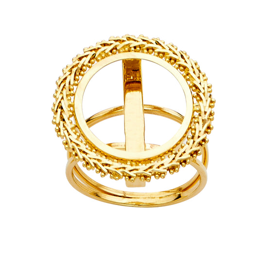 14K Yellow Gold 2.0 Pesos Coin Women's Bola Design Ring