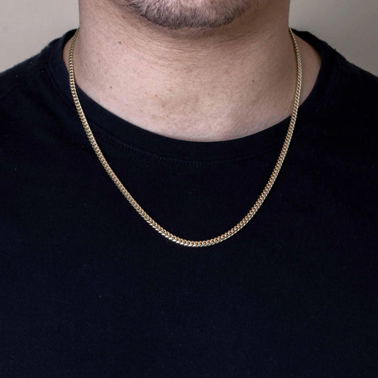 925 Sterling Silver Gold Plated Miami Cuban 100 Chain Link 3.5mm