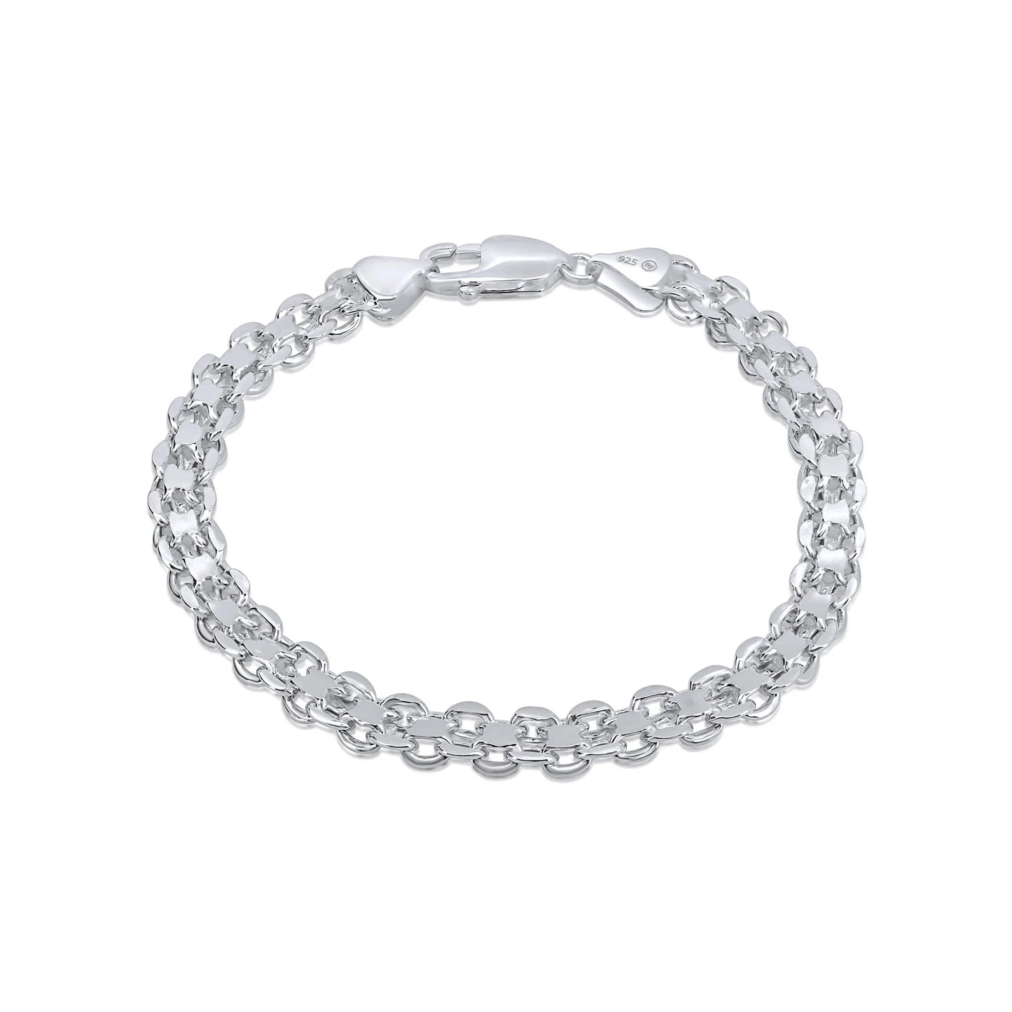 925 Sterling Silver Double Link Bracelet 6.5mm