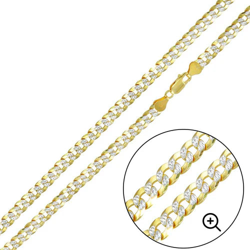 925 Sterling Silver Two-Tone Gold Plated DC Curb Chain 5mm