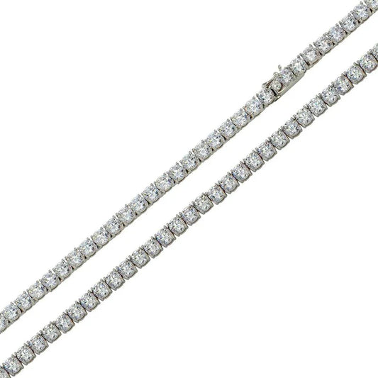 925 Sterling Silver Rhodium Plated Moissanite Stone 3mm Tennis Necklace