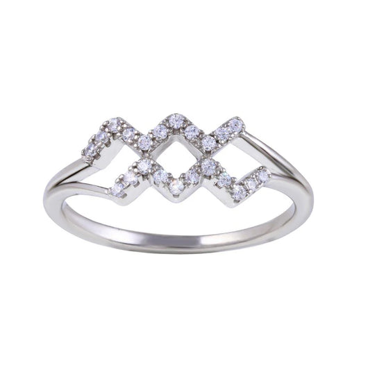 925 Sterling Silver Rhodium Plated Aquarius CZ Zodiac Sign Ring