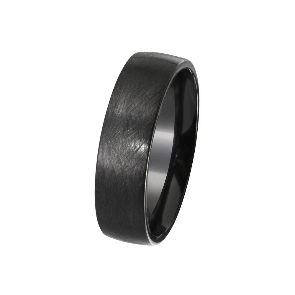 925 Sterling Silver Men's Sterling Black Rhodium Plated Matte Finish Band 6.5mm