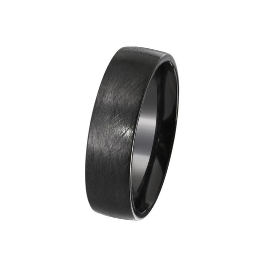 925 Sterling Silver Men's Sterling Black Rhodium Plated Matte Finish Band 6.5mm