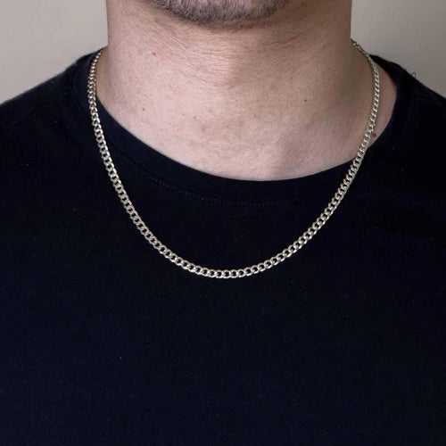 925 Sterling Silver Two-Tone Gold Plated DC Curb Chain 5mm