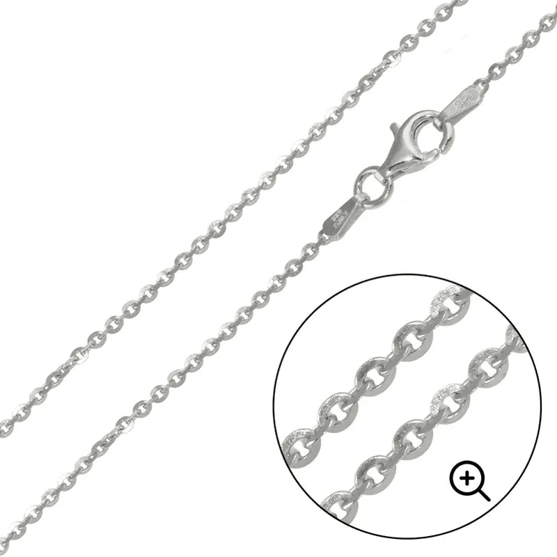 925 Sterling Silver Rhodium Plated Brillantina DC 040 Chain 1.75mm