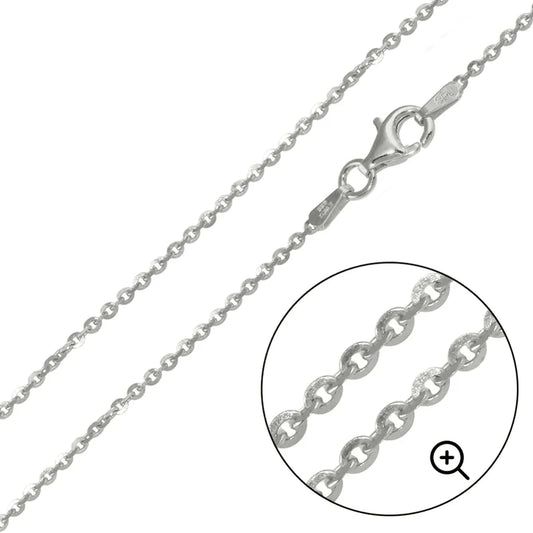 925 Sterling Silver Rhodium Plated Brillantina DC 040 Chain 1.75mm