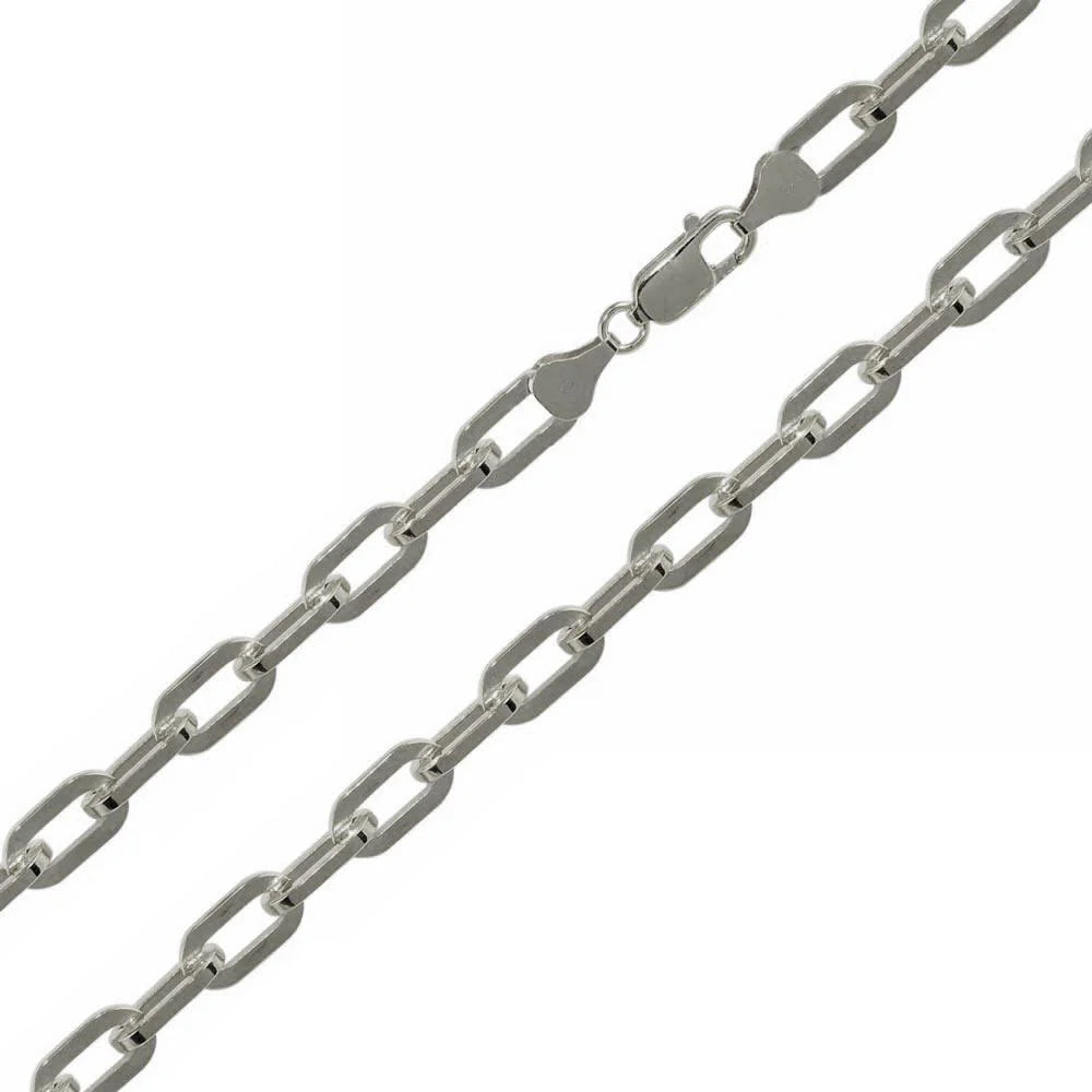 925 Sterling Silver Rhodium Plated  Wide Oval D Cut Link Paperclip 5mm Chain or Bracelet