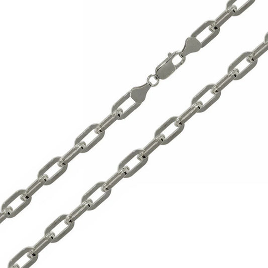 925 Sterling Silver Rhodium Plated  Wide Oval D Cut Link Paperclip 5mm Chain or Bracelet