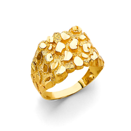 14K Yellow Gold Men’s Medium Nugget Design Ring