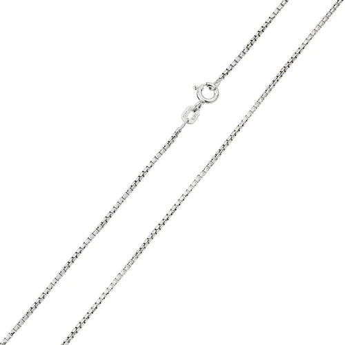 925 Sterling Silver Rhodium Plated Box Round Diamond Cut 019 Chain 1mm (Pk of 6)