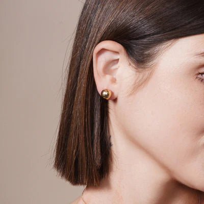 925 Sterling Silver Gold Plated Bead Stud Earrings