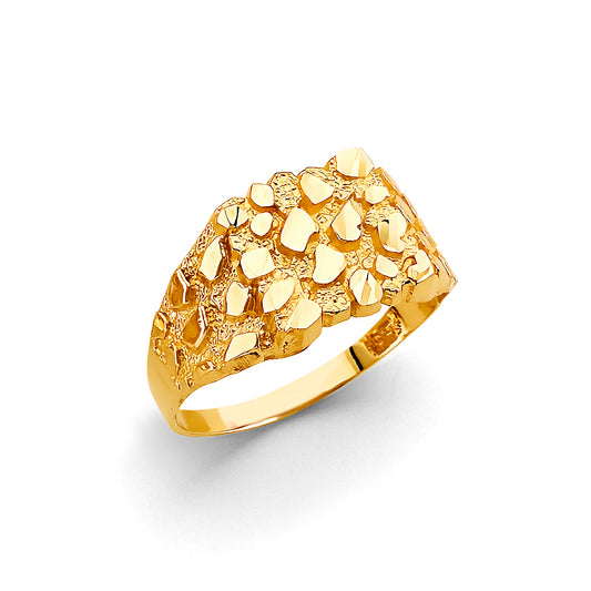 14K Yellow Gold Men’s Light Weight Nugget Design Ring