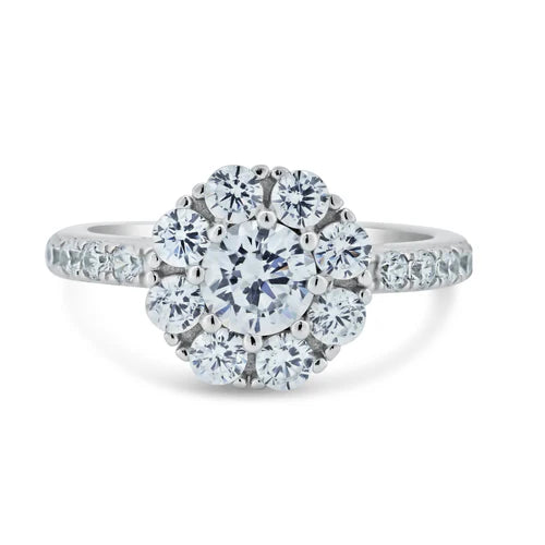 925 Sterling Silver Rhodium Plated Spinning Engagement CZ Encrusted Ring