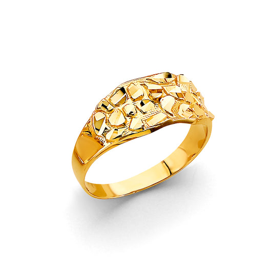14K Yellow Gold Men’s Light Weight Nugget Design Ring
