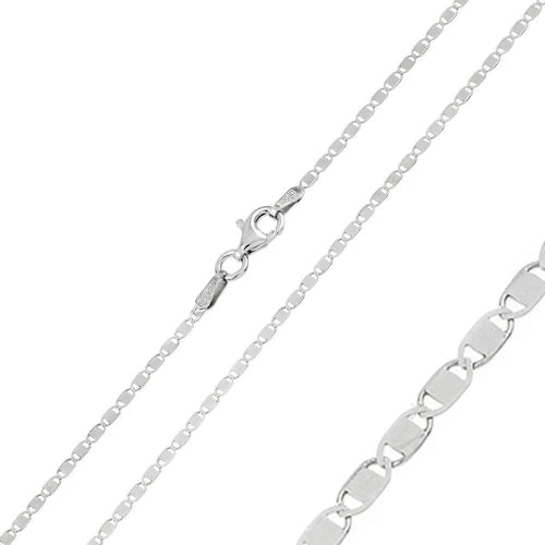 925 Sterling Silver Rhodium Plated  Oval Flat Confetti 025 Chain 1.6mm
