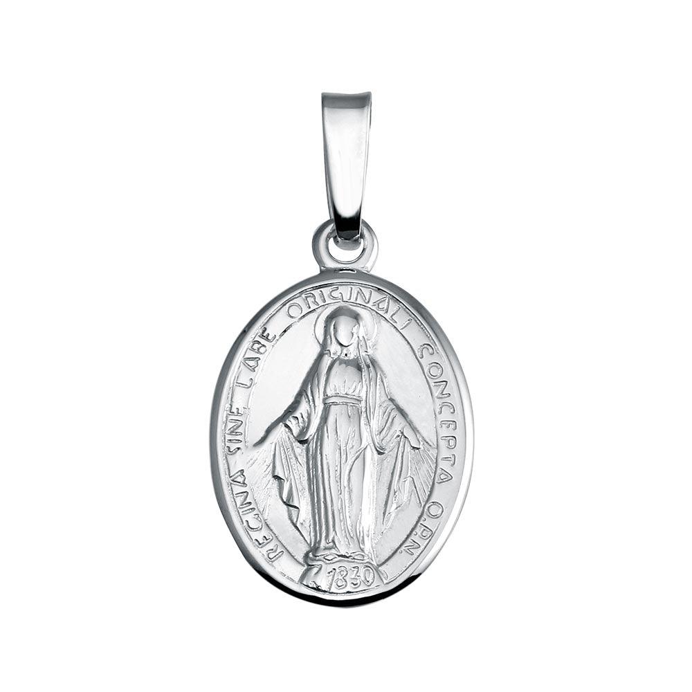 925 Sterling Silver Finish High Polished Mary Medallion Charm