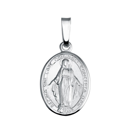 925 Sterling Silver Finish High Polished Mary Medallion Charm