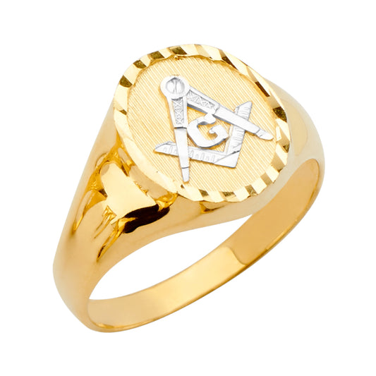 14K Men’s Two-Tone Freemason Ring