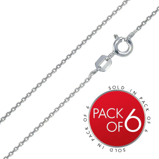 925 Sterling Silver Rhodium Plated Diamond Cut Cable Rolo 020 Chains 0.9mm