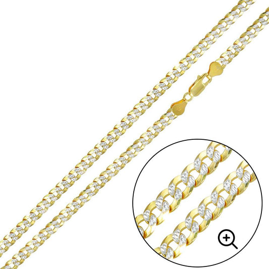 925 Sterling Silver Gold Plated Two-Tone DC Curb Chain 4.3mm