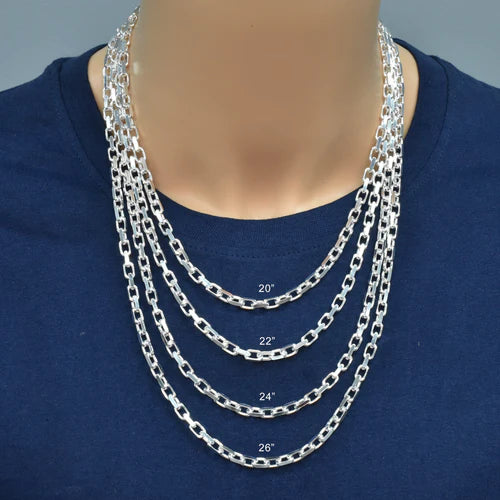 925 Sterling Silver Diamond Cut Forzatina Link 180 Chain or Bracelet 4.8mm