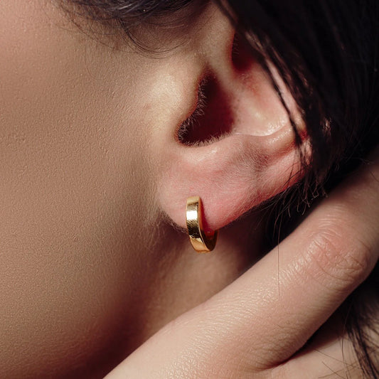 925 Sterling Silver Gold Plated CZ huggie hoop Earring