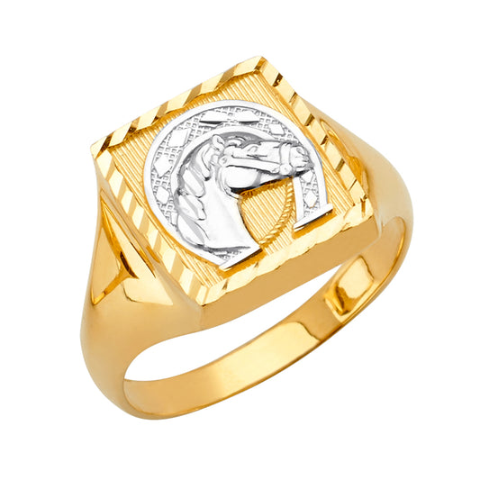 14K Men’s Two-Tone Horse Head Ring