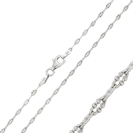 925 Sterling Silver Rhodium Plated Diamond Cut Oval Link 030 Chain