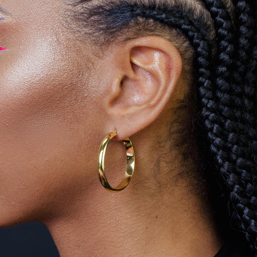 925 Sterling Silver Gold Plated Electroforming Rounded 5mm Hoop Earring