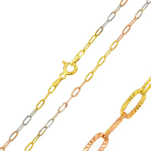 925 Sterling Silver Multi Plated Diamond Cut Drop Star 040 Chain 2.3mm