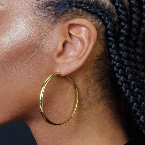 925 Sterling Silver Gold Plated Electroforming Rounded 5mm Hoop Earring