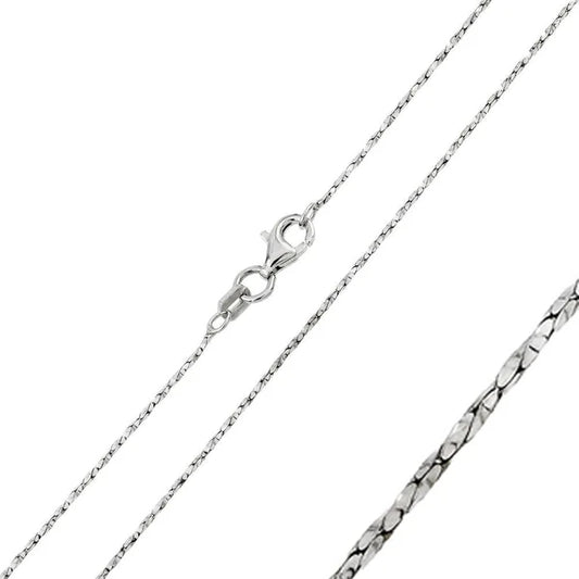 925 Sterling Silver Rhodium Plated Twisted DC Cardono 015 Chains 0.9mm (Pk of 6)