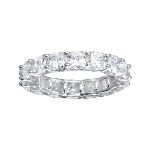 925 Sterling Silver Rhodium Plated CZ Eternity Band Ring