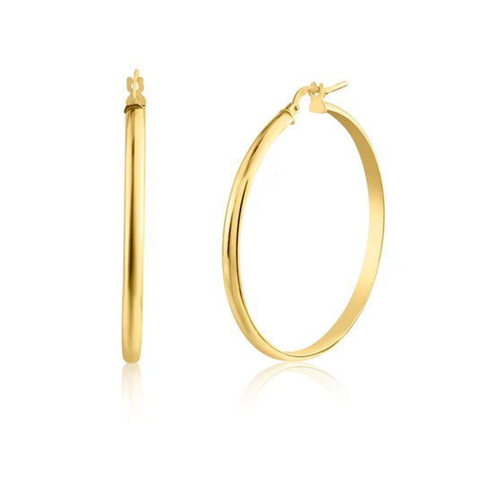 925 Sterling Silver Gold Plated Dome 3.5mm Hoop Earring