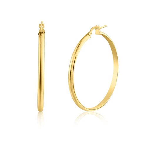 925 Sterling Silver Gold Plated Dome 3.5mm Hoop Earring