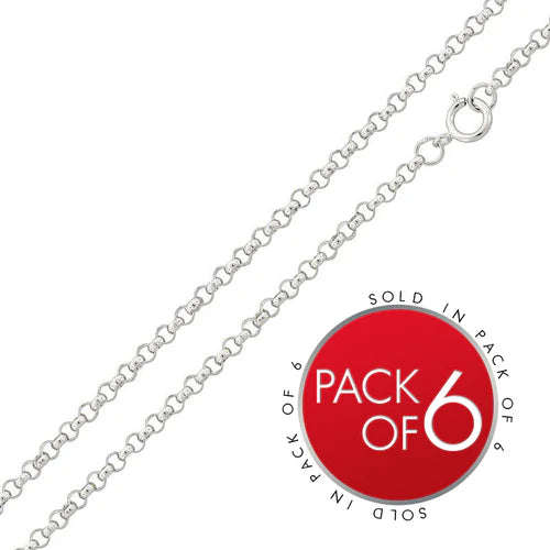 925 Sterling Silver Round Rolo 030 Chain 2mm (Pk of 6)