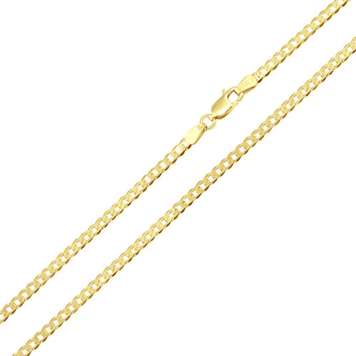 925 Sterling Silver Gold Plated Curb 100 3.8mm Chain