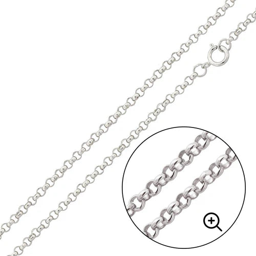 925 Sterling Silver Round Rolo 030 Chain 2mm (Pk of 6)