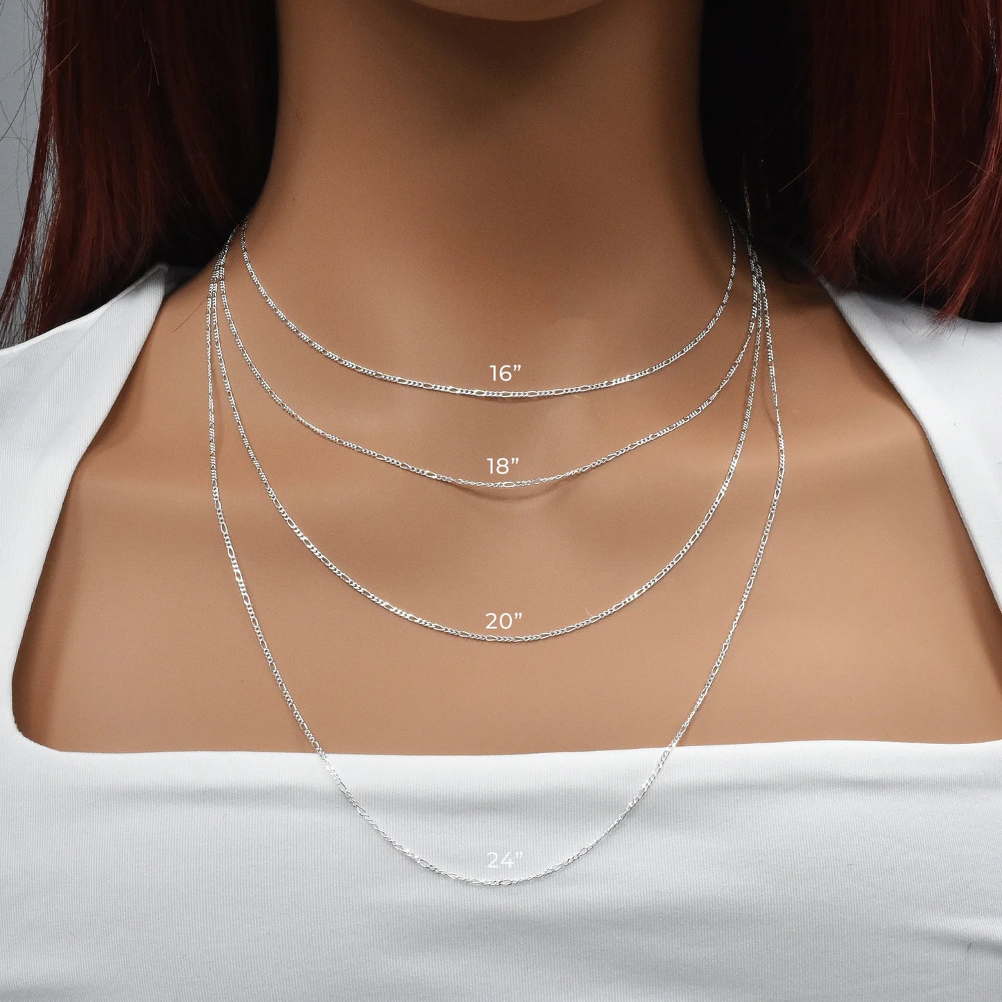 925 Sterling Silver Figaro 035 Chain 1.3mm