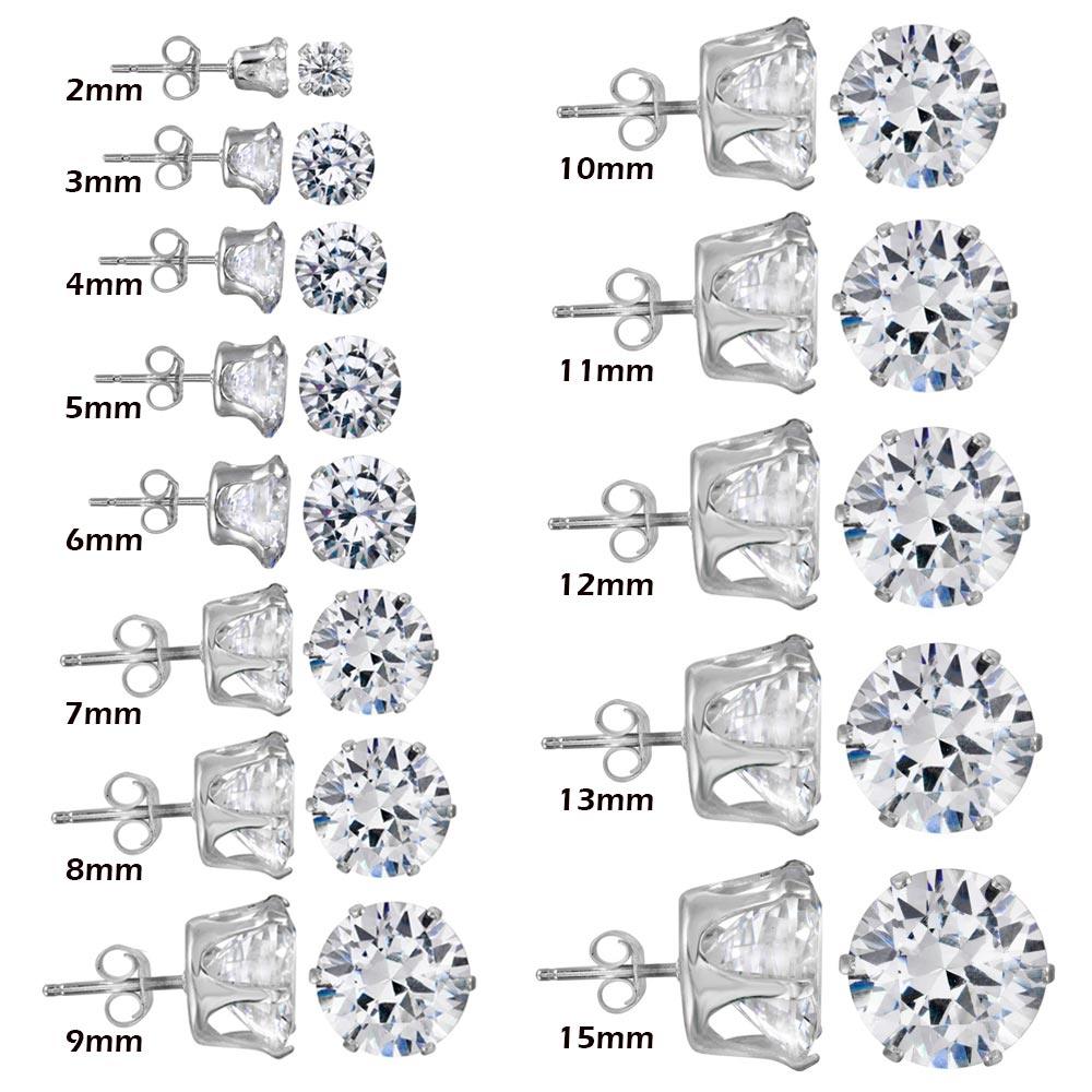 925 Sterling Silver Clear Round CZ Stud Earring