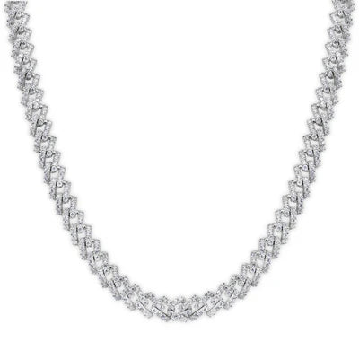 925 Sterling Silver Rhodium Plated 5.5mm CZ Encrusted Monaco Chain or Bracelet